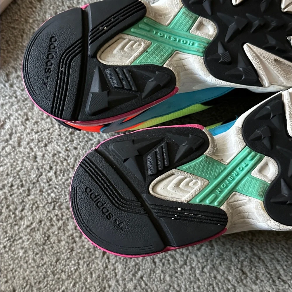 Adidas Women's Neon Green and Black Sneakers - Picture 4 of 6